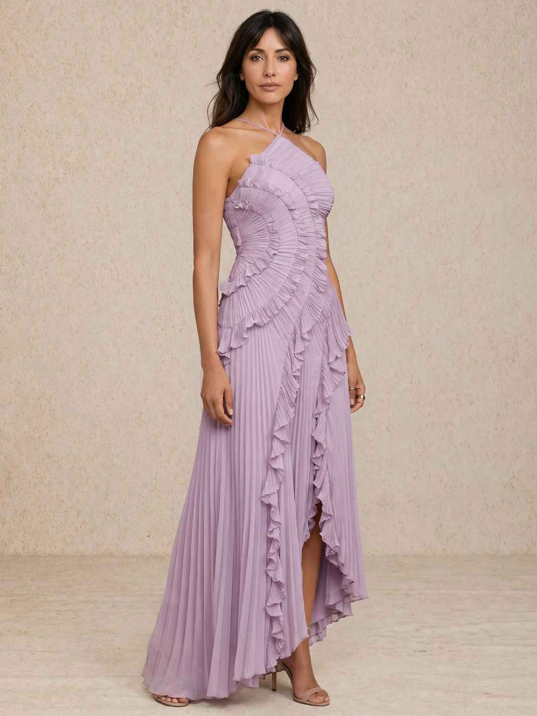 Olivia | Vestido plisado con volantes