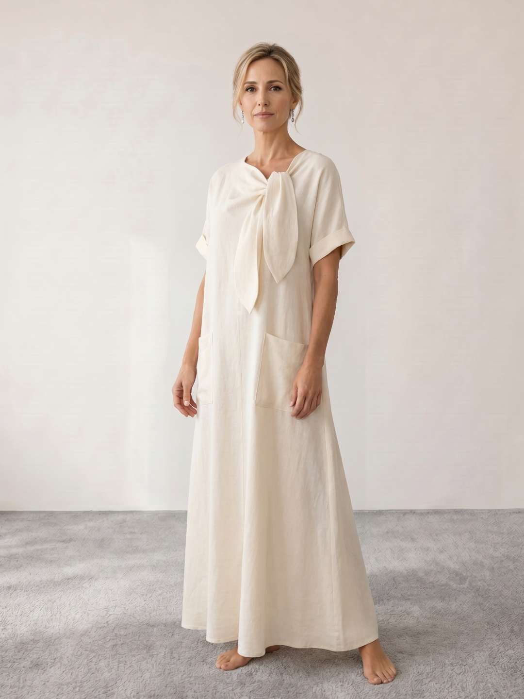 Fiorenza | Vestido midi fluido con lazada al cuello