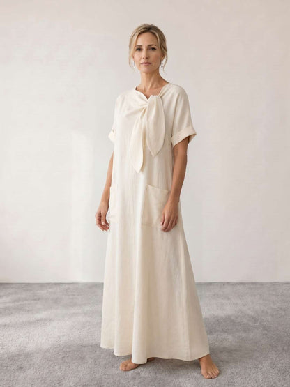 Fiorenza | Vestido midi fluido con lazada al cuello