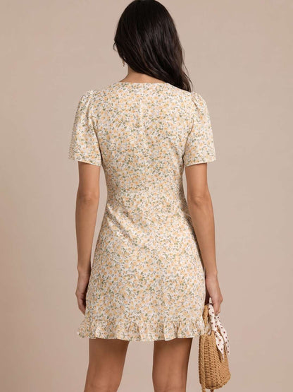 Fiorella | Vestido corto floral con escote en V