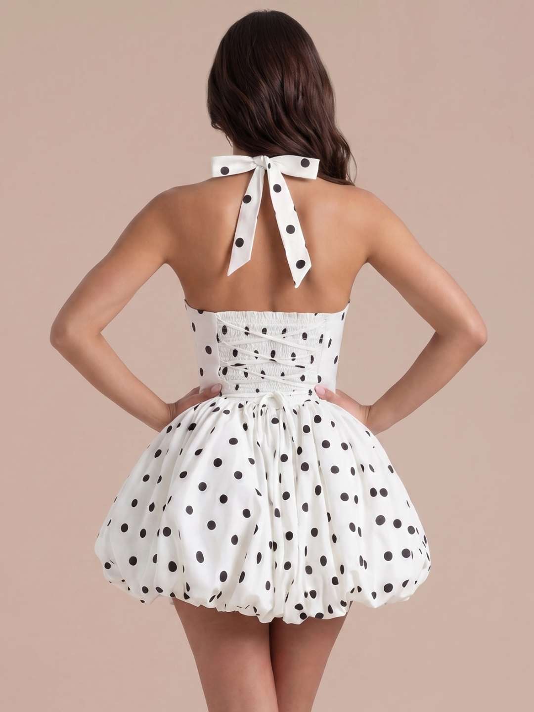 Giulia | Vestido corto de lunares con falda voluminosa