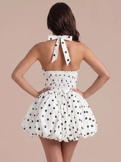 Giulia | Vestido corto de lunares con falda voluminosa