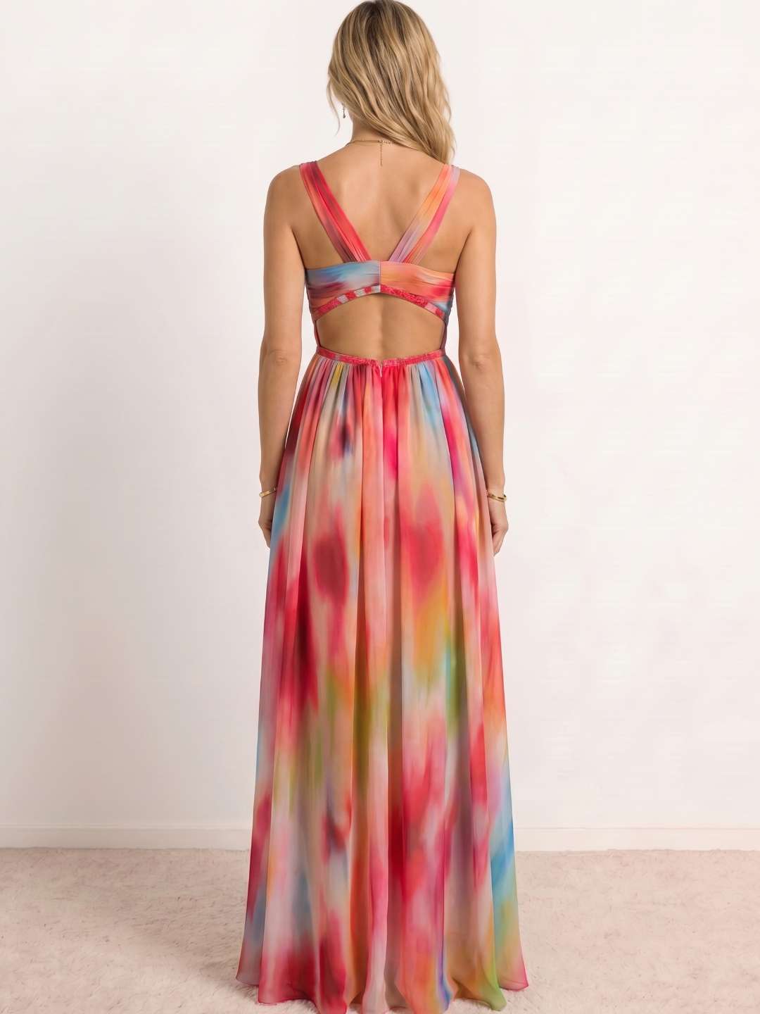 Freya | Vestido largo estampado efecto acuarela