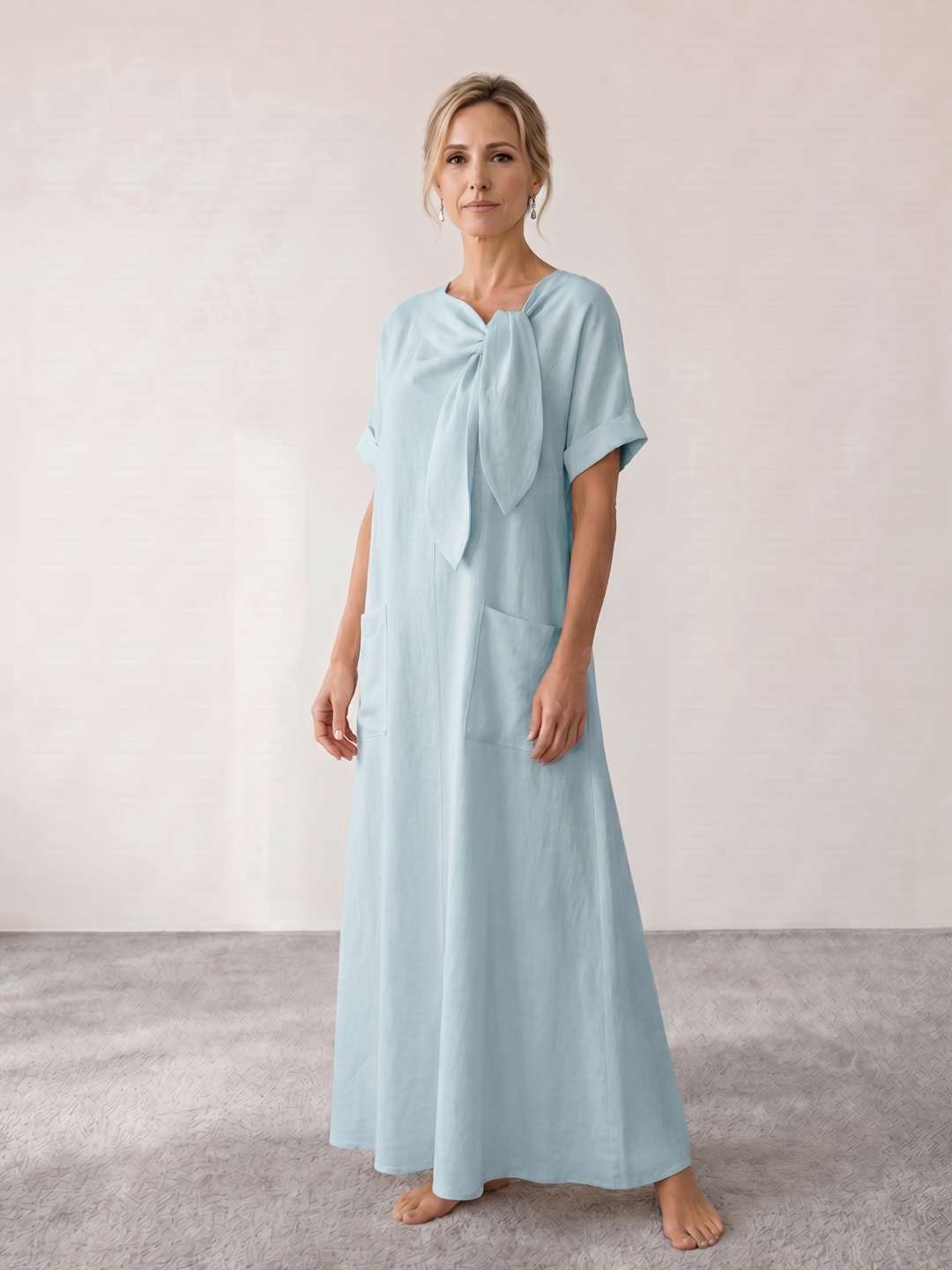 Fiorenza | Vestido midi fluido con lazada al cuello