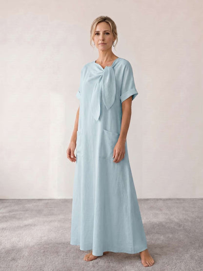 Fiorenza | Vestido midi fluido con lazada al cuello