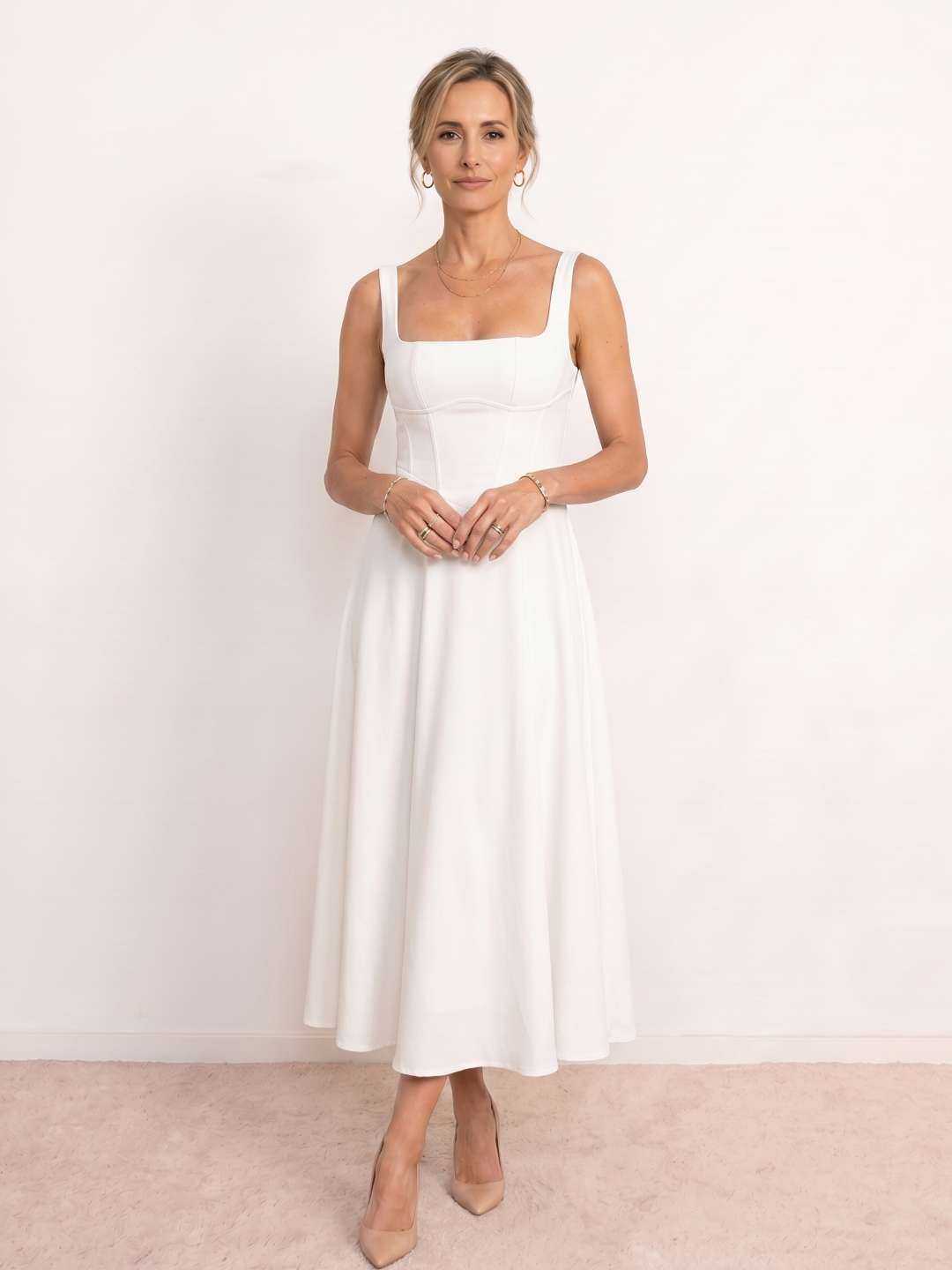 Scarlett | Vestido midi con escote cuadrado