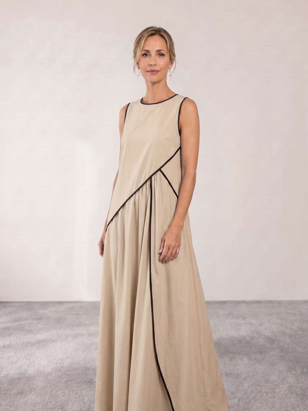 Lotte | Vestido largo fluido con detalle estructurado