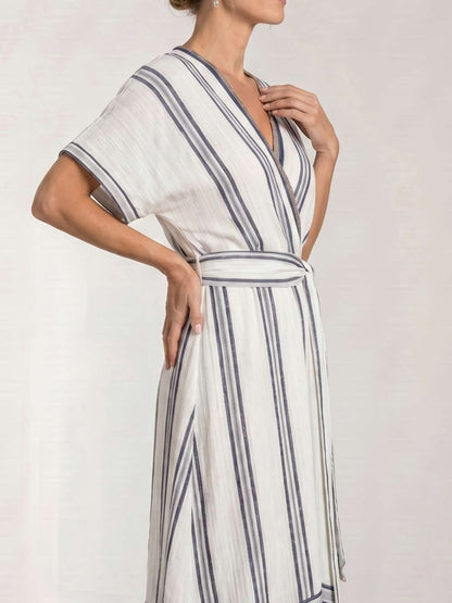 Grecia | Vestido midi cruzado con cinturón