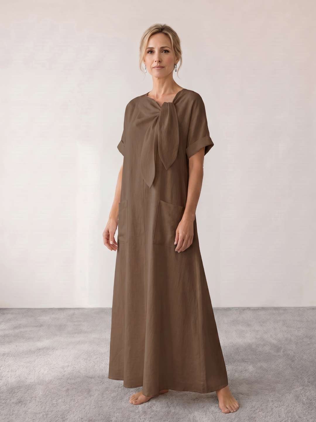 Fiorenza | Vestido midi fluido con lazada al cuello