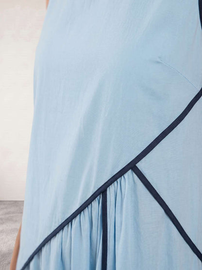 Lotte | Vestido largo fluido con detalle estructurado