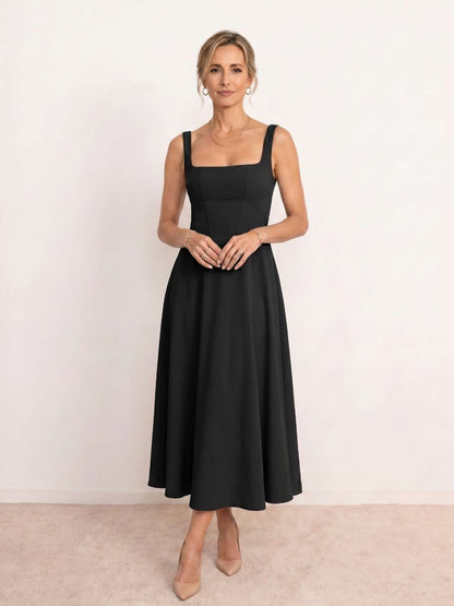 Scarlett | Vestido midi con escote cuadrado
