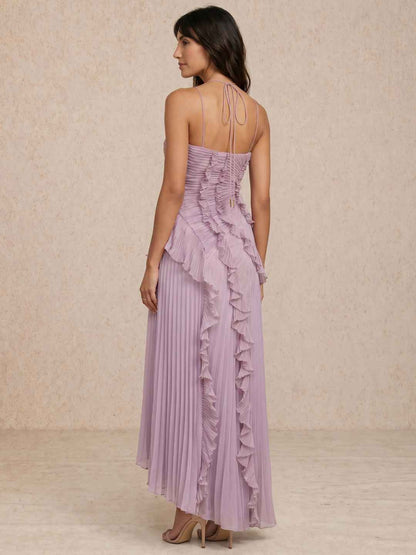 Olivia | Vestido plisado con volantes