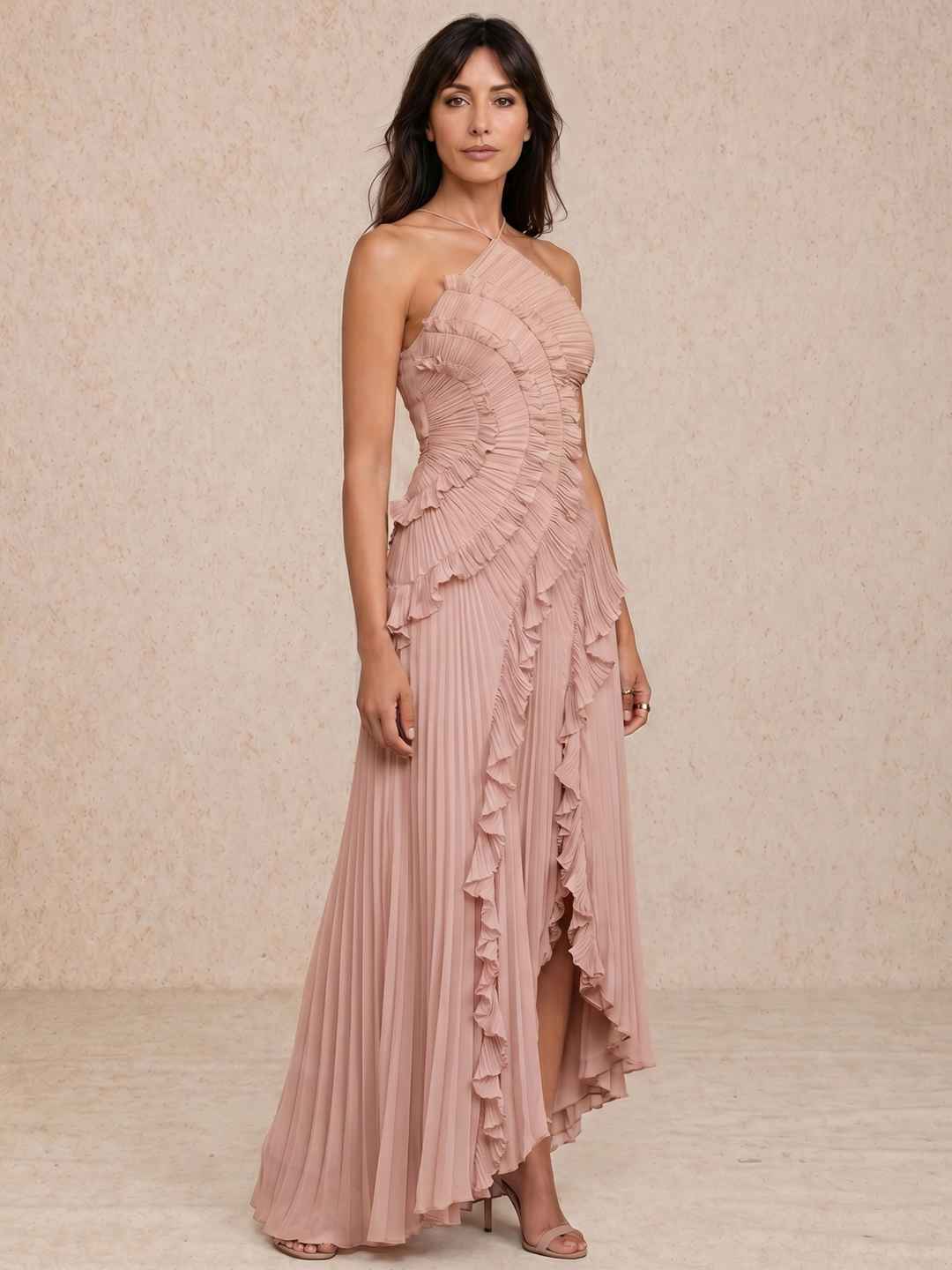 Olivia | Vestido plisado con volantes