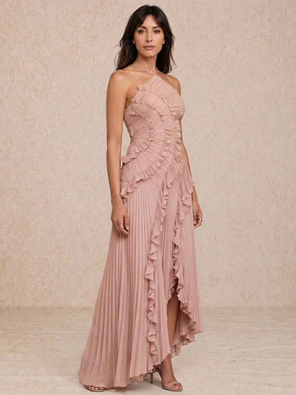 Olivia | Vestido plisado con volantes