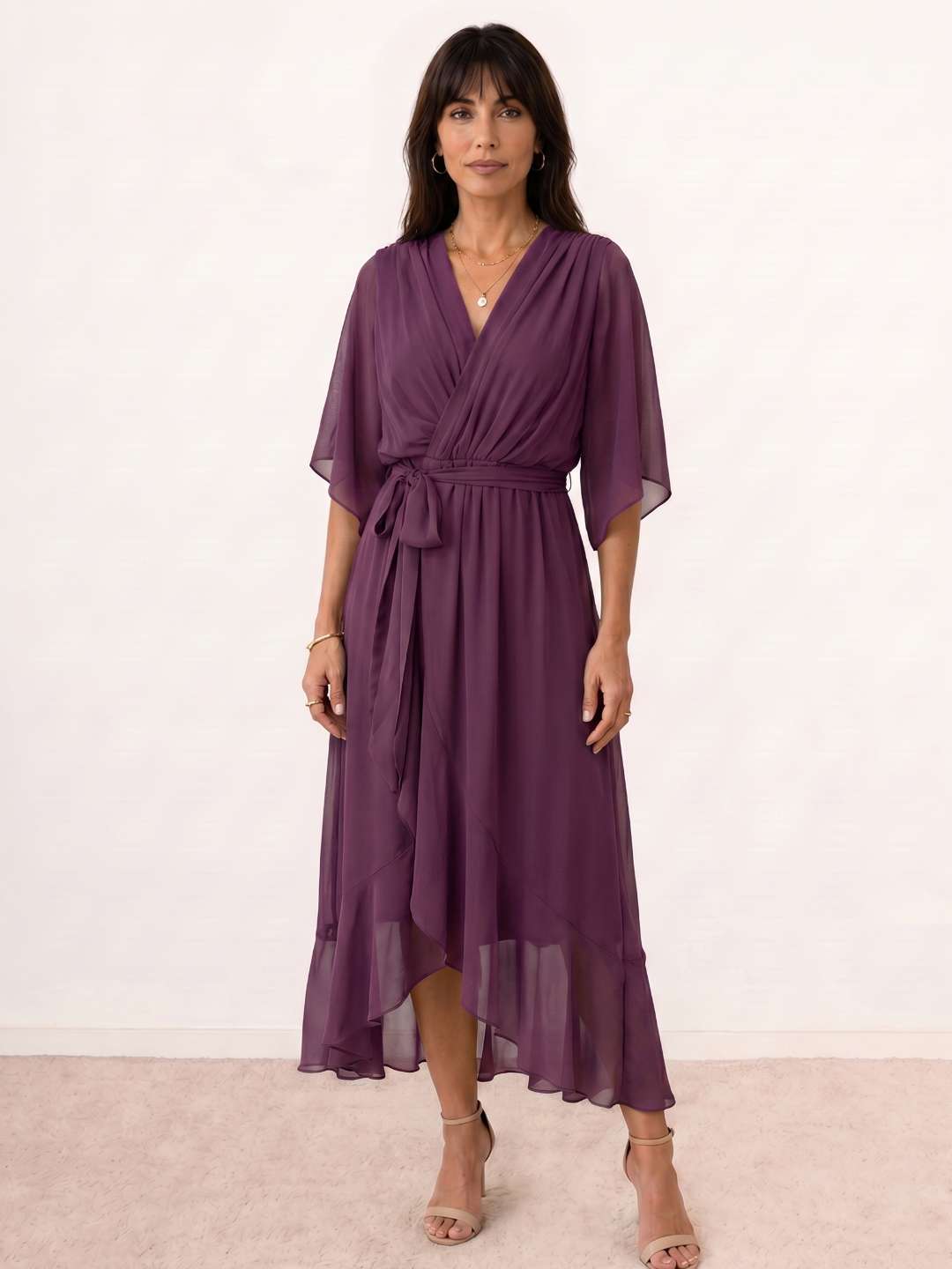 Mónica | Vestido midi cruzado con cinturón