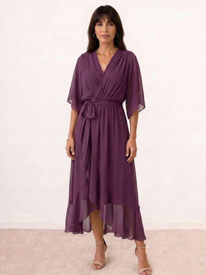 Mónica | Vestido midi cruzado con cinturón