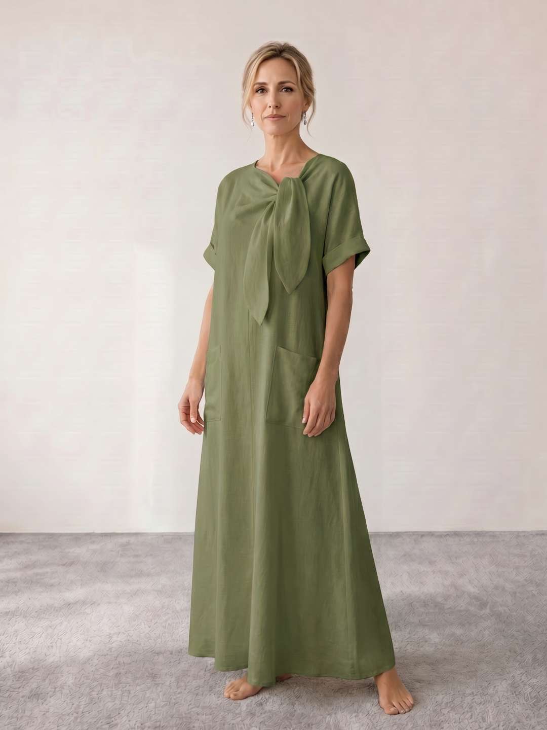 Fiorenza | Vestido midi fluido con lazada al cuello