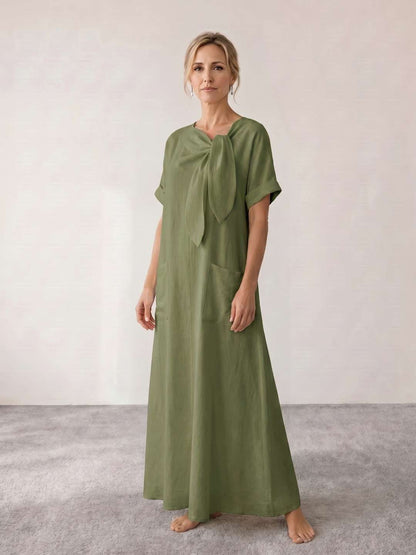 Fiorenza | Vestido midi fluido con lazada al cuello