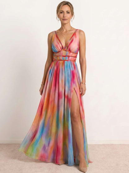 Freya | Vestido largo estampado efecto acuarela