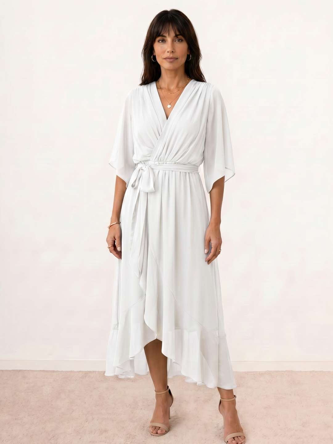 Mónica | Vestido midi cruzado con cinturón