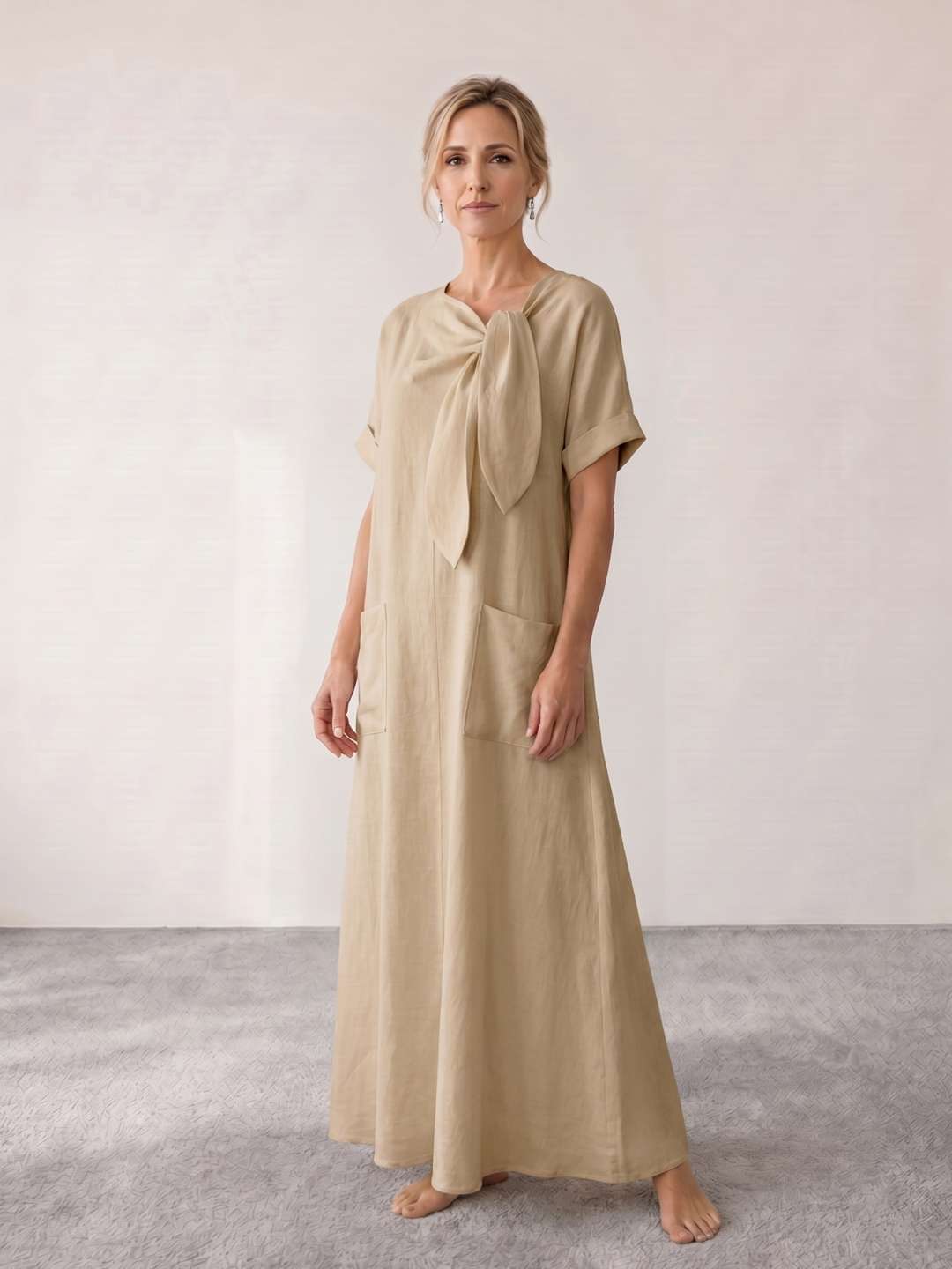 Fiorenza | Vestido midi fluido con lazada al cuello