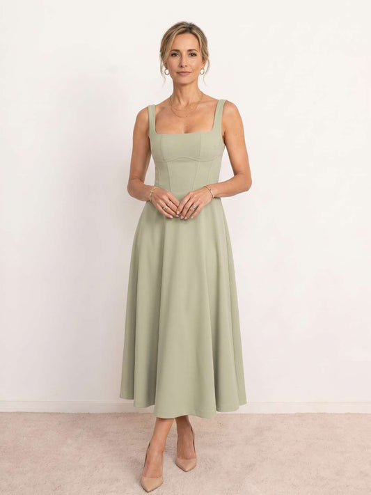 Scarlett | Vestido midi con escote cuadrado