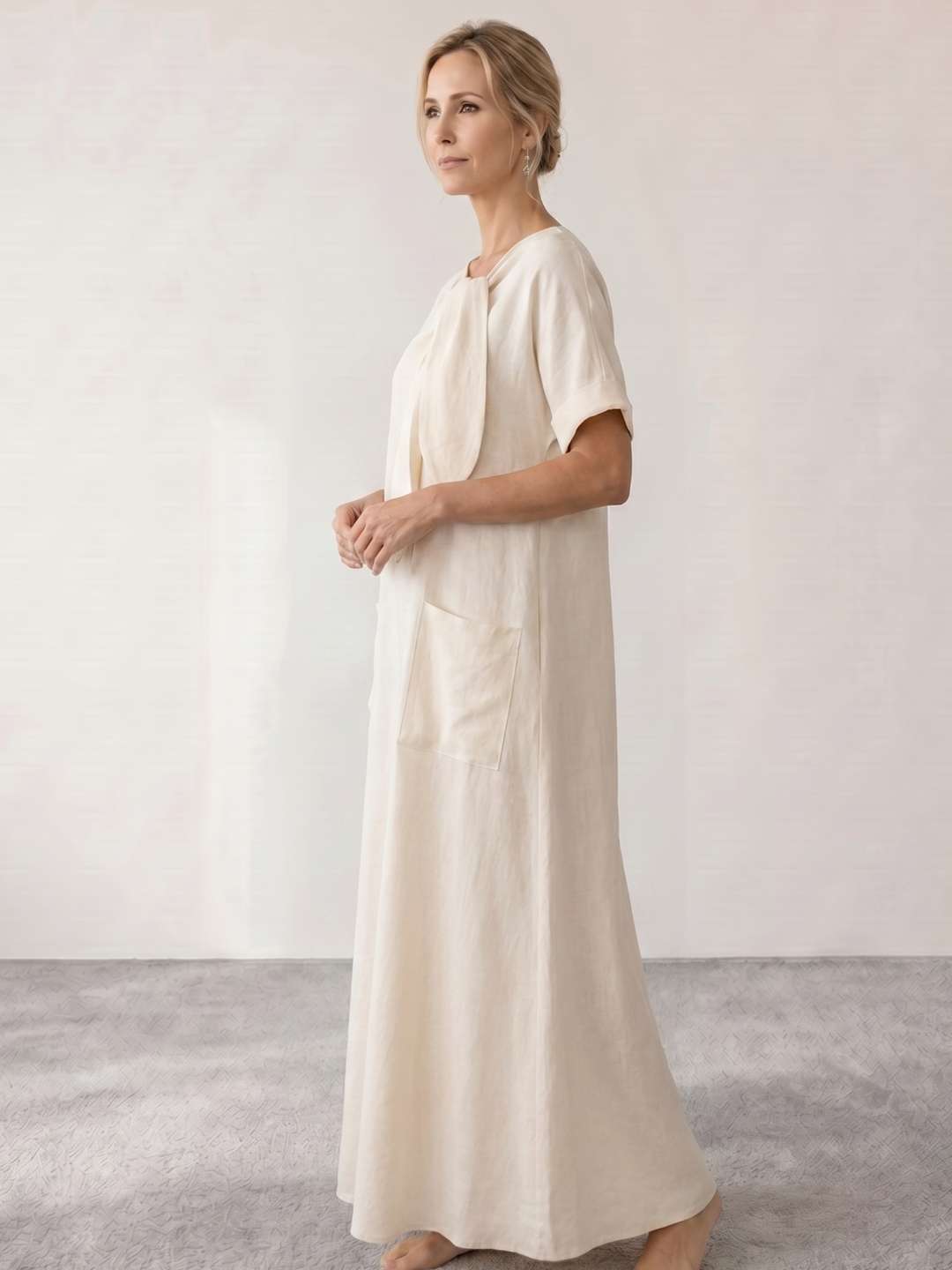 Fiorenza | Vestido midi fluido con lazada al cuello