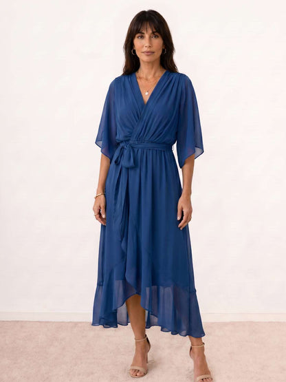 Mónica | Vestido midi cruzado con cinturón