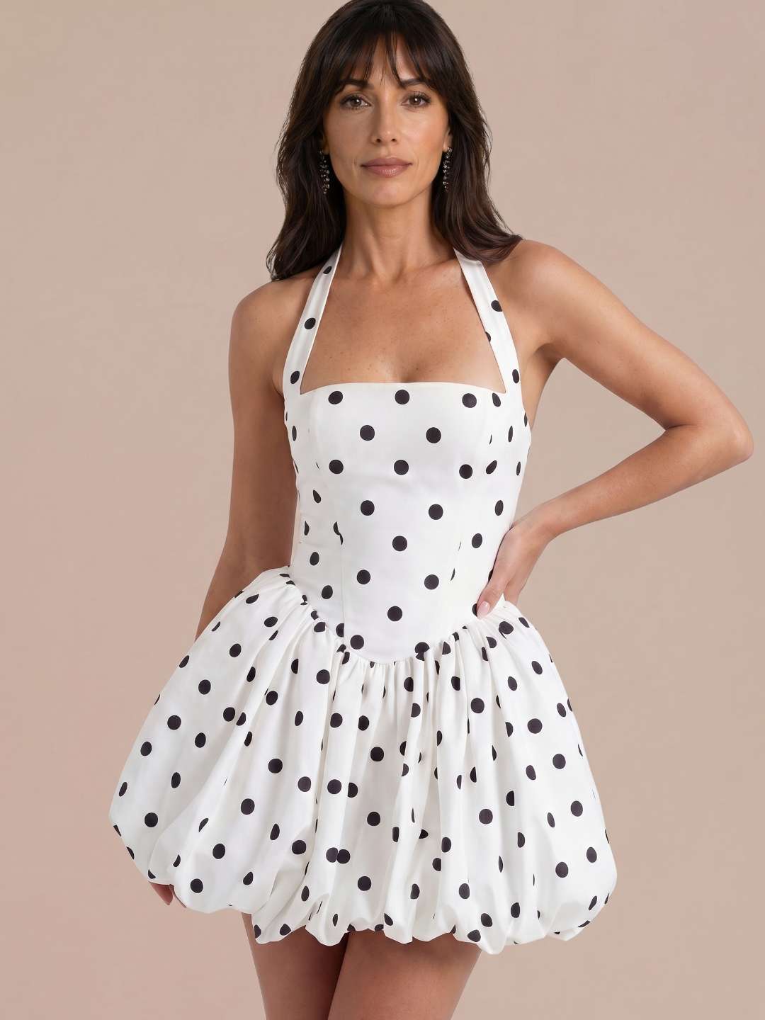 Giulia | Vestido corto de lunares con falda voluminosa