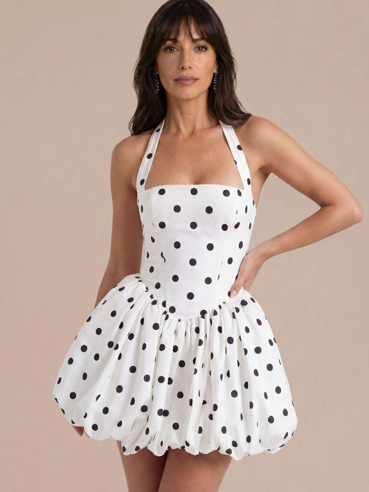 Giulia | Vestido corto de lunares con falda voluminosa