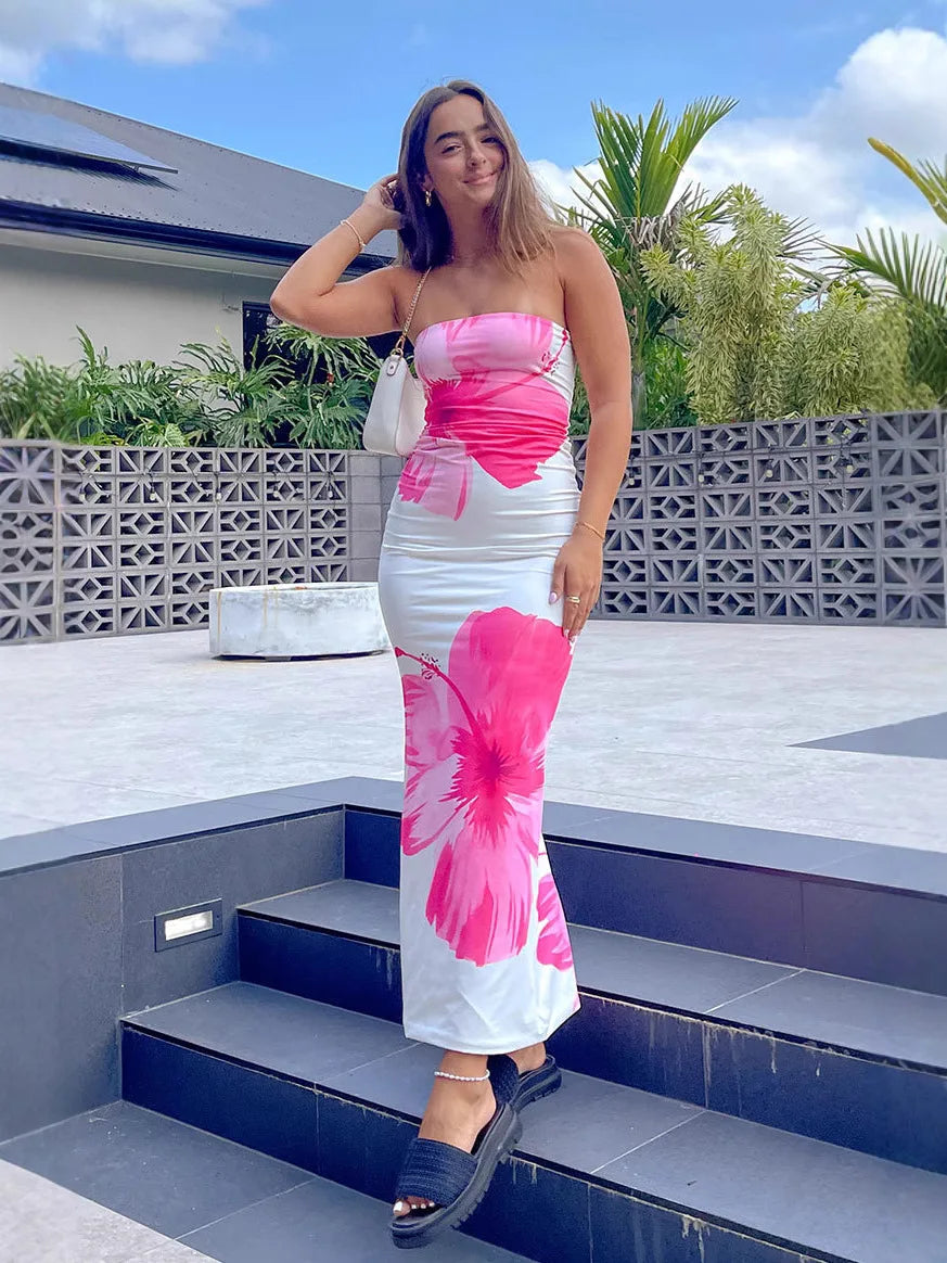 Lucía | Vestido midi floral palabra de honor
