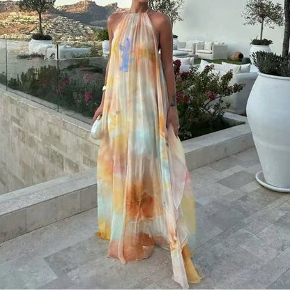 Giulia | Vestido largo bohemio de cuello halter