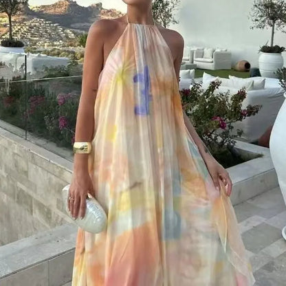 Giulia | Vestido largo bohemio de cuello halter
