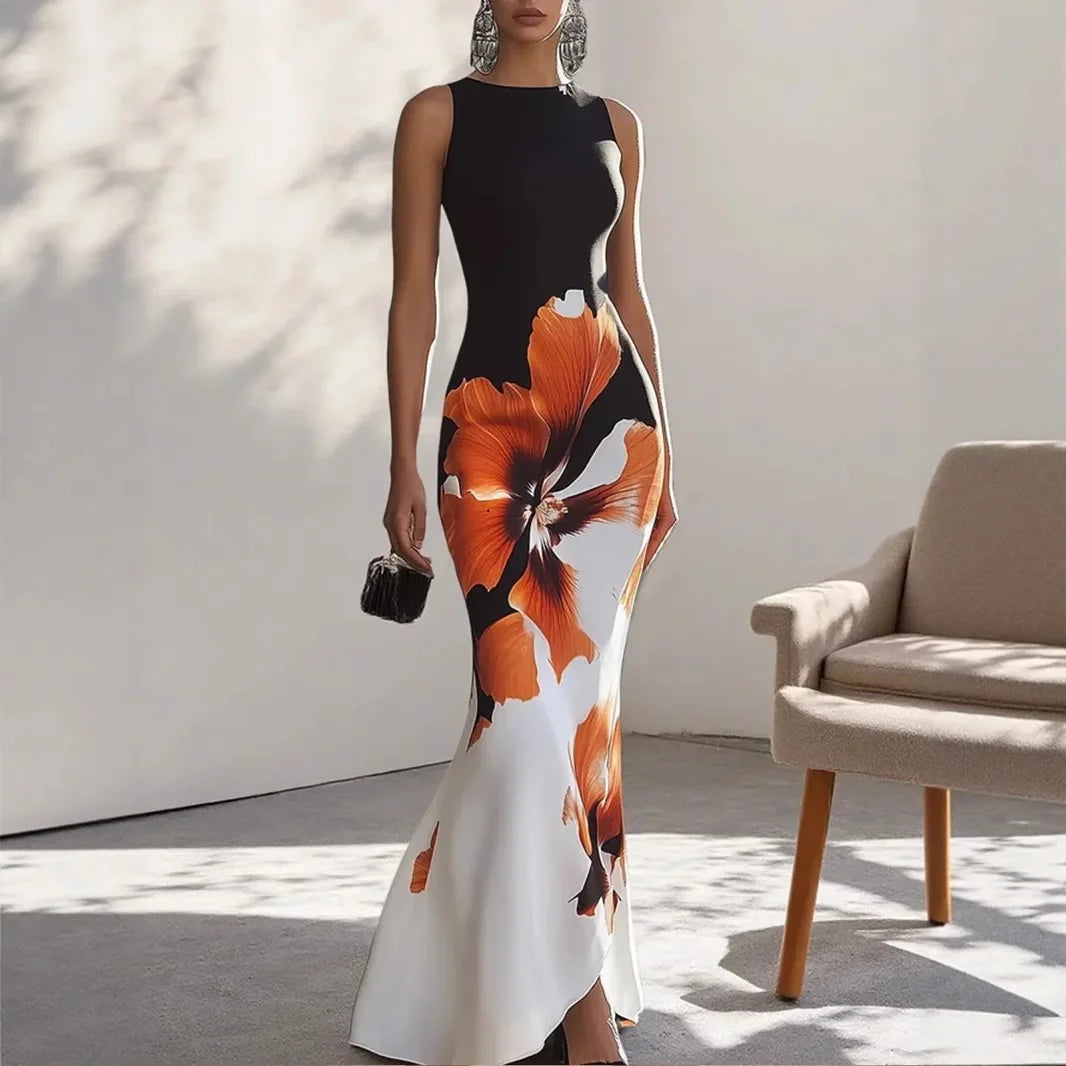 Vesta | Vestido largo estampado sin mangas