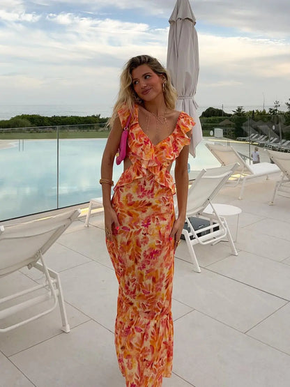 Indira | Vestido largo estampado de tirantes