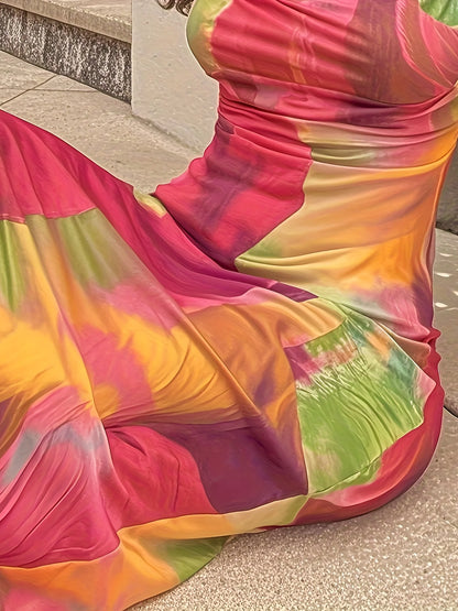 Candela | Vestido largo degradado de tirantes