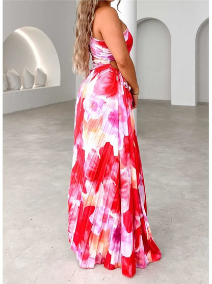 Beatrice | Vestido largo estampado de un hombro