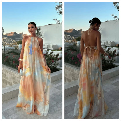 Giulia | Vestido largo bohemio de cuello halter