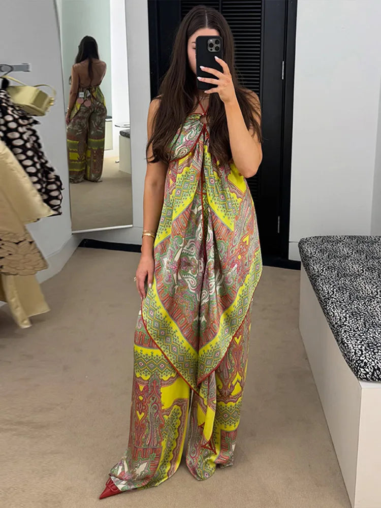 Marisa | Conjunto estampado de top y pantalón palazzo