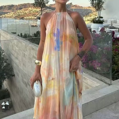 Giulia | Vestido largo bohemio de cuello halter