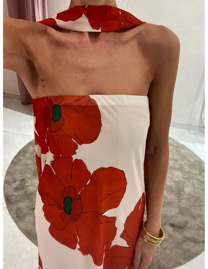 Isabella | Vestido largo floral de cuello halter