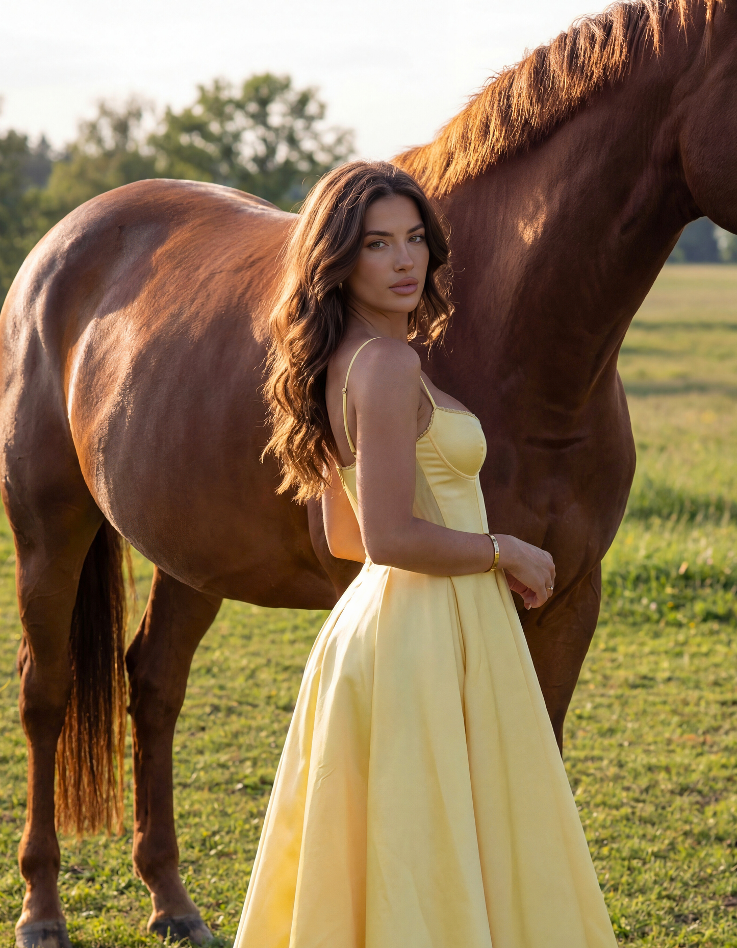 Cressida | Vestido midi con corsé y falda de tul en Negro