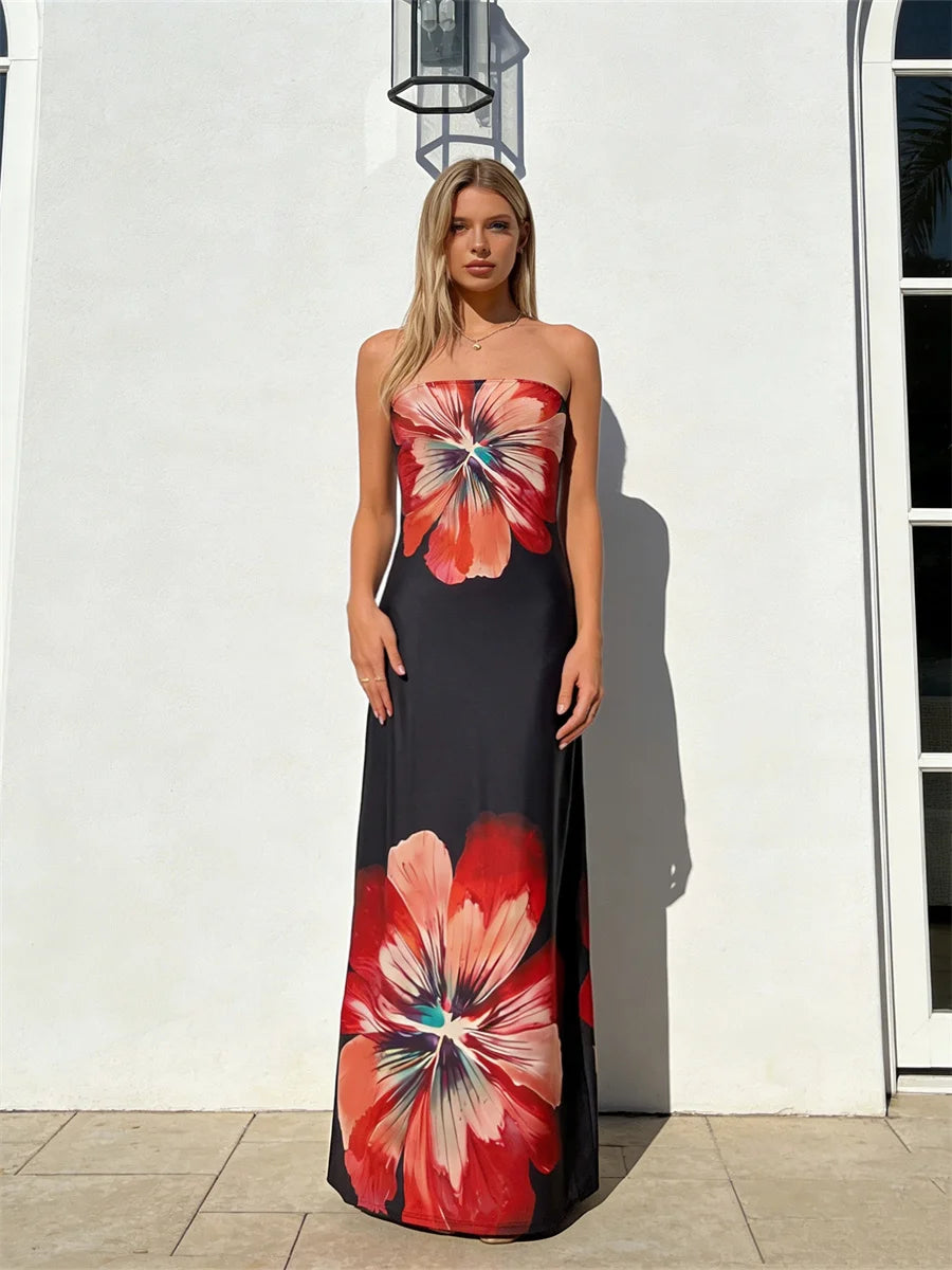 Serena | Vestido midi floral palabra de honor