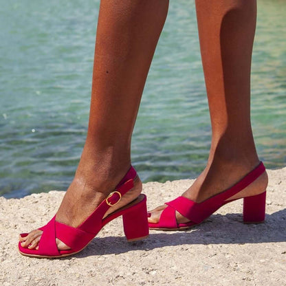Celeste | Sandalias de tacón con pulsera - Azul