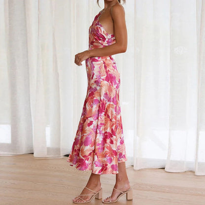 Claudia | Vestido midi estampado de un hombro