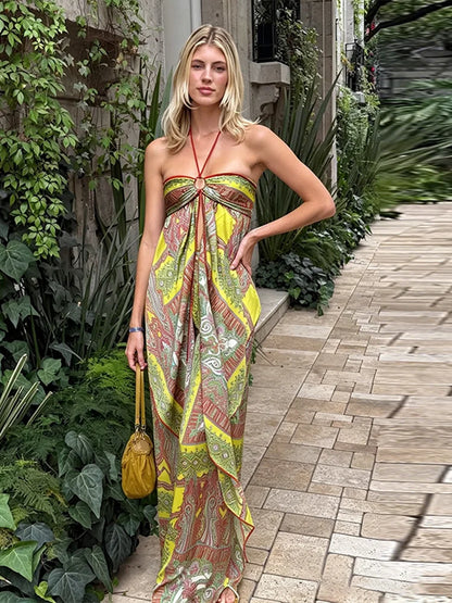 Marisa | Conjunto estampado de top y pantalón palazzo