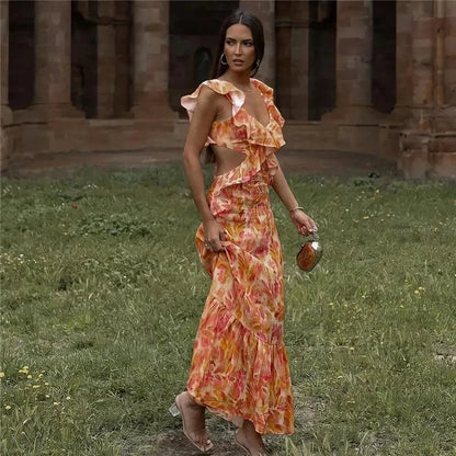 Indira | Vestido largo estampado de tirantes