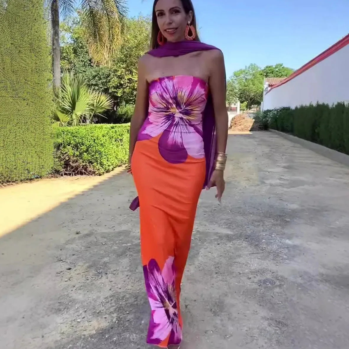 Lucía | Vestido midi floral palabra de honor