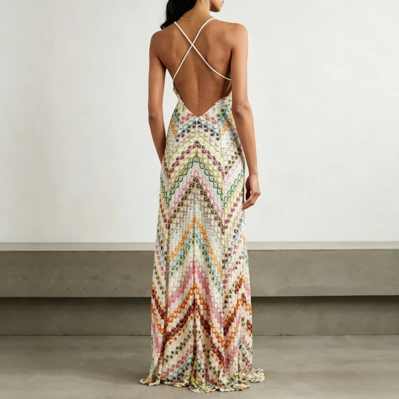 Teresa | Vestido largo bohemio de cuello halter