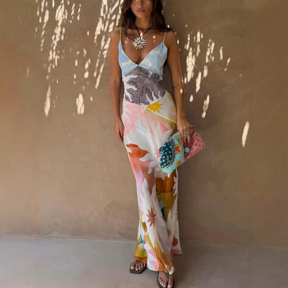 Gabriela | Vestido largo estampado con escote en V